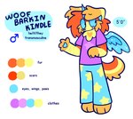 anthro arm_scar clothed clothing eyebrow_through_hair eyebrows fluffy_chest fully_clothed hair heart_(marking) heart_pawpads horn looking_aside male markings pawpads scar self-harm_scars simple_background solo star tail text translucent translucent_hair wings furrysauce kindlecare mythology sparklecare woofles_(furrysauce) anthry_(sparklecare) canid canine canis domestic_dog equid equine hybrid mammal mythological_creature mythological_equine winged_unicorn 2024 absurd_res english_text hi_res model_sheet trans_(lore) trans_man_(lore)