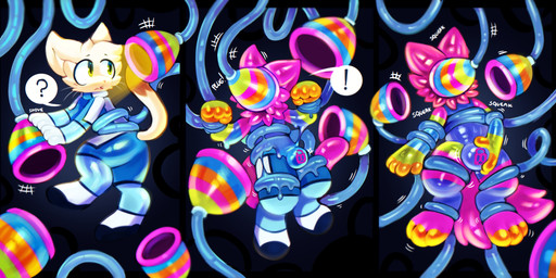 anthro big_bulge bulge bulge_grab covering covering_face fangs forced forced_transformation goo_tentacles goo_transformation lock_bulge lock_symbol long_tail male null_bulge restrained restrained_by_tentacles shy solo squeaking struggling tail teeth tentacles three_frame_sequence transformation transformation_sequence latexm4n deltarune undertale_(series) räter werewire absurd_res hi_res