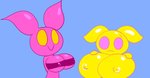 anthro big_breasts bra breasts clothed clothing duo female happy nipples pink_eyes strapless_bra strapless_clothing strapless_underwear topless underwear yellow_eyes mark_m vin_(bugmag) demon humanoid imp hi_res