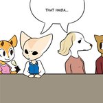 alcohol anthro beverage champagne_glass clothed clothing container cup dialogue drinking_glass duo_focus female glass glass_container glass_cup group horn simple_background speech_bubble text bran-draws-things aggretsuko sanrio fenneko inui_(aggretsuko) tsunoda_(aggretsuko) antelope borzoi bovid canid canine canis domestic_dog fennec_fox fox gazelle hunting_dog mammal sighthound thomson's_gazelle true_antelope true_fox 1:1 english_text hi_res