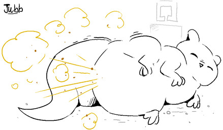 ambiguous_gender eyes_closed fart fart_cloud fart_fetish feral hibernation lying motion_lines on_side orange_fart_cloud overweight resting simple_background sleeping solo tail text thick_tail white_background jubb rain_world videocult gourmand_(rain_world) slugcat 2023 artist_name