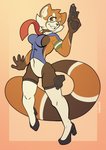 anthro breasts clothed clothing female footwear gun high_heels holster legwear necktie police ranged_weapon shoes side_boob solo spandex thigh_highs tight_clothing weapon someindecentfellow richard_(indecent) ailurid mammal red_panda absurd_res hi_res