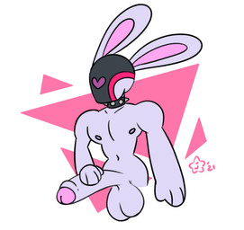 anthro balls big_balls big_penis choker erection fur genitals huge_balls huge_penis humanoid_genitalia humanoid_penis jewelry male muscular muscular_anthro muscular_male necklace nipples nude paws pecs penis screen screen_face simple_background solo visor jbun07 pixel_(led_owo) lagomorph leporid mammal rabbit digital_media_(artwork)