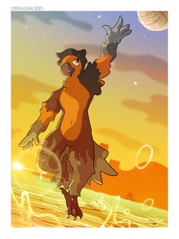 anthro ball beach border casual_exposure casual_nudity exposure_variation female genitals jumping lens_flare light nude public public_nudity sea seaside solo sport sunlight sunset volleyball volleyball_(ball) vulva water wet white_border calirubecula tycho_(calicerulean) avian bird oscine passerine robin_(bird) 3:4 hi_res yellow_theme
