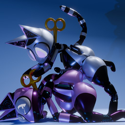 anthro butt clockwork duo erection genitals glowing glowing_eyes grey_body grinding key low_power machine machine_sex male male/male malfunction metallic_body penis pink_body simple_background tail toy windup mechadove bob_unit_(mechadove) domestic_cat felid feline felis mammal robot robot_anthro 1:1 3d_(artwork) blender_(artwork) blender_cycles_(artwork) digital_media_(artwork) hi_res
