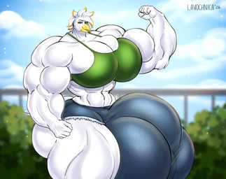abs anthro balls big_balls big_breasts big_bulge big_butt big_penis breasts bulge butt genitals herm huge_balls huge_breasts huge_bulge huge_butt huge_penis hyper hyper_balls hyper_breasts hyper_bulge hyper_genitalia hyper_penis intersex muscular park penis solo summer lavochnica avian bird cockatoo parrot absurd_res hi_res