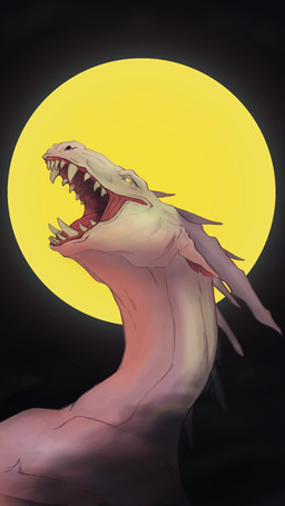 ambiguous_gender feral glowing glowing_eyes horn open_mouth pink_body simple_background solo spikes sun yellow_background yellow_eyes ethan0 mythology dragon mythological_creature mythological_scalie scalie 4k 9:16 absurd_res hi_res portrait