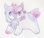 ambiguous_gender chest_tuft chibi feral feral_with_hair hair hair_swirl looking_at_viewer medium_hair open_mouth solo tail tuft teochronico taffy_(taffyclaws) domestic_cat felid feline felis mammal manx traditional_media_(artwork)