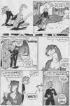 2004 after_sex anal anthro bodily_fluids bottomless clothed clothing comic cum doctor_dee domestic_cat domestic_ferret duo english_text excessive_cum excessive_genital_fluids felid feline felis female genital_fluids karno mammal monochrome mustelid musteline profanity text true_musteline weasel