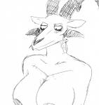 anthro big_breasts black_and_white bovid breasts caprine caprine_demon comic demon female goat_demon half-closed_eyes hi_res hladilnik horn lucy_(hladilnik) mammal meme monochrome narrowed_eyes nipples nude reaction_image solo son_i_am_disappoint unimpressed unsatisfied y_incision