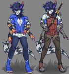 anthro armor bottomwear clothing footwear gauntlets gloves handwear jewelry male melee_weapon multi_arm multi_limb necklace pants plantigrade shirt shoes solo standing sword topwear underwear vial weapon yourfurryotaku unknown_species hi_res