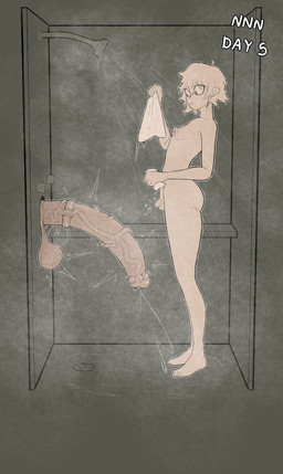 animal_genitalia animal_penis bathing big_penis equine_genitalia equine_penis femboy genitals glory_hole huge_penis male penis showering solo champaanimation no_nut_november no_nut_sabotage champi humanoid hi_res meme