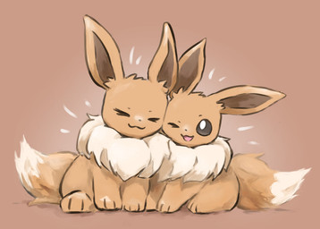 3_toes :3 >w< ambiguous_feral ambiguous_gender brown_background brown_body brown_fur brown_tail cheek_to_cheek chest_tuft digitigrade dipstick_tail duo emanata eyes_closed feet feral fluffy fluffy_tail fur markings on_model one_eye_closed open_:3 open_mouth open_smile pointy_ears quadruped simple_background sitting smile tail tail_markings tan_body tan_fur tan_tail toes tuft two_tone_tail sanchimpo nintendo pokemon eevee generation_1_pokemon mammal pokemon_(species) 2023 digital_drawing_(artwork) digital_media_(artwork) japanese_description restricted_palette shaded translated_description