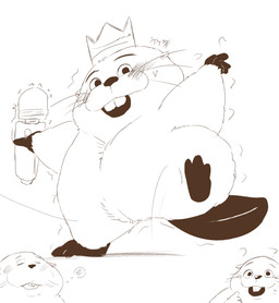 anthro biped blush crown group headgear king open_mouth royalty sex_toy simple_background slightly_chubby sushikorourcon disney hoppers_(disney) pixar king_george_(hoppers) loaf_(hoppers) beaver mammal rodent 2026 hi_res