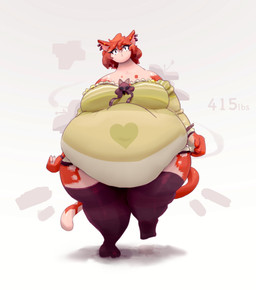 anthro bare_shoulders belly belly_overhang big_belly big_breasts biped black_eyes bracelet breasts cat_tail clothed clothed_anthro clothed_female clothing countershade_hands countershading cracked_ground cracks dipstick_tail dress ear_piercing ear_ring eyelashes eyelashes_through_hair female female_anthro footprint front_view fur green_clothing green_dress green_heart hair head_tilt heart_print huge_belly imperial_unit jewelry legwear markings medium_hair navel_outline obese obese_anthro obese_female overweight overweight_anthro overweight_female piercing pointy_ears prick_ears purple_clothing purple_legwear purple_stockings purple_thigh_highs red_body red_ears red_fur red_hair red_spots red_tail ring_piercing shadow simple_background solo spots spotted_body spotted_fur stated_weight stockings strapless_clothing strapless_dress tail tail_markings thigh_highs translucent translucent_hair walking white_background white_belly white_body white_fur white_inner_ear white_markings white_nose white_spots wide_hipped_anthro wide_hipped_female wide_hips miluinaoxie domestic_cat felid feline felis mammal 2023 absurd_res colored digital_media_(artwork) digital_painting_(artwork) english_description full-length_portrait hi_res painting_(artwork) portrait shaded