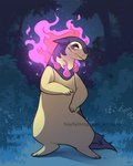 ambiguous_gender anthro colored_fire countershading elemental_manipulation feral fire fire_manipulation flaming_hair flaming_mane forest forest_background fur half-closed_eyes light looking_at_viewer multicolored_body multicolored_fur narrowed_eyes nature nature_background plant pseudo_hair pseudo_mane purple_body purple_eyelids purple_fire purple_fur red_eyes semi-anthro shadow short_legs short_tail shrub smile solo standing tail tan_body tan_countershading tan_fur tree two_tone_body two_tone_fur rotarr nintendo pokemon generation_8_pokemon hisuian_form hisuian_typhlosion pokemon_(species) regional_form_(pokemon) 2022 4:5 lighting shaded signature watermark