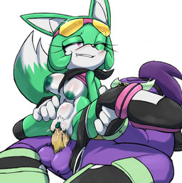 anthro areola balls big_breasts bite biting_lip biting_own_lip blush bodily_fluids bottomwear bottomwear_around_one_leg bottomwear_down breasts bulge clothed clothing clothing_around_one_leg cum cum_in_vagina cum_inside cum_on_penis duo ejaculation erection exposed_breasts eyelashes eyewear eyewear_on_head female female_penetrated fur genital_fluids genitals glasses gloves green_body green_fur green_hair hair handwear headgear male male/female male_penetrating male_penetrating_female nipples orgasm pants pants_around_one_leg penetration penile penile_penetration penis penis_in_vagina pubes purple_body purple_fur raised_clothing raised_leg raised_topwear self_bite sex shorts smile spandex spandex_shorts spread_legs spreading sunglasses sunglasses_on_head tail tight_bottomwear tight_clothing tight_shorts topwear vaginal vaginal_penetration vulva white_body white_fur icydirtball archie_comics sega sonic_the_hedgehog_(archie) sonic_the_hedgehog_(comics) sonic_the_hedgehog_(series) sonar_the_fennec trevor_burrow canid canine eulipotyphlan fennec_fox fox mammal mole_(animal) true_fox digital_drawing_(artwork) digital_media_(artwork)