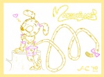 blush clothing eyes_closed female heart_symbol loli long_tail panties ribbons simple_background smile solo spots tail underwear white_background wood young furcollector marsupilami_(series) spirou_magazine mammal marsupilami primate monochrome yellow_and_white