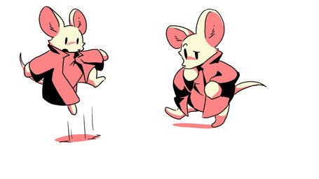 anthro big_ears clothing coat female jumping looking_down solo tail topwear walking dragonweirdo mina_the_hollower yacht_club_games mina_(mina_the_hollower) mammal mouse murid murine rodent colored hi_res