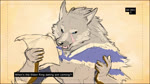 anthro blue_eyes censor_bar clothed clothing dialogue duo ellipsis eye_scar eyes_closed facial_scar fangs flirting fur fur_cloak grey_body grey_fur male muscular muscular_anthro muscular_male open_mouth pecs scar smile storyboard teeth text dahecksajerry bandai_namco digimon elden_ring fromsoftware blaidd_(elden_ring) canid canine canis digimon_(species) mammal terriermon wolf 16:9 2022 2d_animation animated digital_media_(artwork) english_text short_playtime sound subtitled voice_acted webm widescreen