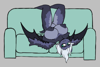 anthro areola big_areola big_breasts big_nipples biped breasts female furniture genitals green_eyes grey_background hair nipples nude puffy_areola puffy_nipples simple_background sofa solo vulva white_hair wings angstrom bat mammal 2019 character_request digital_media_(artwork) hi_res