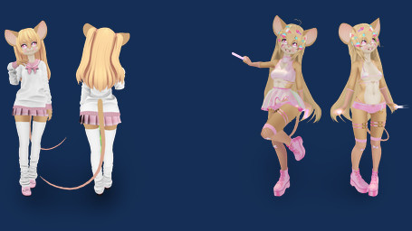 accessory anthro blonde_hair bottomwear clothing female fishnet_clothing garter hair hair_accessory hairclip heart_symbol legwear pose skirt solo stockings symbol uniform resident_rodent squeaks_(resident_rodent) mammal mouse murid murine rodent 16:9 alpha_channel hi_res model_sheet widescreen