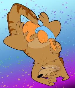 ambiguous_gender anthro big_tail blush cape clothing digit_ring duo ear_piercing ear_ring face_in_belly from_front_position fur hand_holding jewelry looking_pleasured lying male male/male male_penetrated male_penetrating male_penetrating_male missionary_position on_back open_mouth orgasm_face peleeken_mischief_maker penetration piercing pouch_(anatomy) ring ring_piercing sex simple_background smile tail teeth vaginal vaginal_penetration wedding_ring yolo_rainbow_trinity conditional_dnp hellfurred adult_swim cartoon_network yolo_(series) humanoid hybrid kangaroo macropod mammal marsupial absurd_res hi_res trans_(lore) trans_man_(lore)