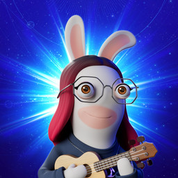 alternate_species anthro arms_bent black_clothing black_hair black_sweater black_topwear blue_background brown_eyes closed_smile clothed clothed_anthro clothed_female clothing cosmic_background eyelashes eyewear female female_anthro fur furrification glasses grey_eyewear grey_glasses hair highlights_(coloring) jewelry light long_ears long_hair looking_at_viewer lute mitten_hands mouth_closed multicolored_body multicolored_hair musical_instrument necklace no_eyebrows noseless playing_music playing_ukulele plucked_string_instrument rabbidification red_highlights simple_background smile smiling_at_viewer solo space space_background string_instrument sweater tan_body tan_eyelids tan_inner_ear tan_skin topwear two_tone_body two_tone_hair ukulele white_body white_fur virgile_maratrey raving_rabbids rayman_(series) real_world ubisoft minstery lagomorph mammal rabbid 1:1 2022 3d_(artwork) absurd_res autodesk_maya_(artwork) bust_portrait colored digital_media_(artwork) english_description hi_res lighting official_art portrait shaded zbrush_(artwork)