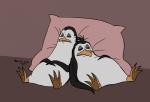 black_body black_feathers duo eyes_closed feathers feral happy male multicolored_body multicolored_feathers one_eye_closed pillow purple_background simple_background sleeping smile two_tone_body two_tone_feathers white_body white_feathers onlyforpom dreamworks madagascar_(series) the_penguins_of_madagascar kowalski_(madagascar) rico_(madagascar) adelie_penguin avian bird penguin 2013 animated short_playtime