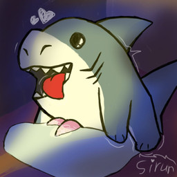 anthro butt feral genitals happy male male/male masturbation nude open_mouth penis pillow simple_background simple_eyes solo tail teeth tongue sirunfurr marvel jeff_the_land_shark fish hybrid marine shark