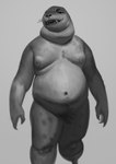 anthro belly big_belly body_hair casual_nudity double_chin eyebrows featureless_crotch front_view grey_background happy happy_trail looking_at_viewer male markings mole_(marking) moobs navel nipple_piercing nipples nude open_mouth open_smile overweight overweight_anthro overweight_male pegleg piercing pubes sharp_teeth simple_background smile snout solo standing teeth whiskers chubby-shark ishmael_(disc0theque) mammal marine pinniped seal 2023 digital_media_(artwork) digital_painting_(artwork) greyscale monochrome portrait shaded soft_shading three-quarter_portrait