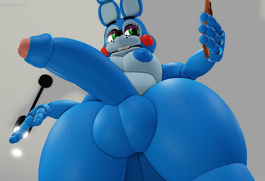 anthro balls big_nipples black_nose blue_body blue_fur blue_nipples buckteeth cellphone electronics erection eyelashes foreskin fur genitals green_eyes half-closed_eyes holding_cellphone holding_object holding_phone humanoid_genitalia humanoid_penis long_ears low-angle_view machine male narrowed_eyes nipples partially_retracted_foreskin penis phone red_cheeks solo teeth thick_thighs whisker_spots muitetium five_nights_at_freddy's five_nights_at_freddy's_2 scottgames toy_bonnie_(fnaf) animatronic lagomorph leporid mammal rabbit robot 2026 3d_(artwork) absurd_res digital_media_(artwork) english_description hi_res