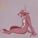 anthro asphyxiation autoerotic_asphyxiation blush bodily_fluids breasts claws drooling female hanged nipples nude saliva simple_background snuff solo teeth anapnea canid canine canis domestic_dog mammal 1:1 sketch