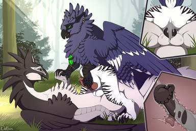 animal_genitalia animal_penis bishop duo equine_genitalia equine_penis feral feral_on_feral forest genitals hybrid_genitalia hybrid_penis knot knotted_penis male male/male penis plant prostate prostate_stimulation rock tree walgon mythology bishop_(salemthesergal) xander_(kaine_soulmender) avian gryphon mythological_avian mythological_creature 3:2 hi_res