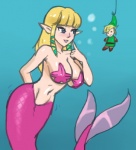 alternate_species bait big_breasts blonde_hair blue_background blue_eyes blush breasts duo female hair humanoid_pointy_ears male mermaidification pointy_ears simple_background solo split_form starfish_(accessory) starfish_bra tail underwater water wide_hips john_joseco nintendo skyward_sword the_legend_of_zelda link princess_zelda animal_humanoid asterozoan echinoderm fish fish_humanoid humanoid hylian marine marine_humanoid merfolk starfish digital_media_(artwork) unavailable_at_source