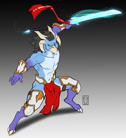 anthro armor beak black_hair blue_body bottomwear clothed clothing curved_horn digitigrade green_eyes hair holding_object hooves horn loincloth male melee_weapon muscular muscular_anthro muscular_male navel plate_armor simple_background solo standing sword topless topless_anthro topless_male warrior weapon faint warhammer_(franchise) warhammer_fantasy lazrix_(maaarked_one) avian beastman_(warhammer) tzaangor digital_media_(artwork)