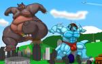 abs aircraft airplane anthro belly biped blue_body blue_scales brown_body brown_hair brown_skin building bulge city clothing crush destruction duo giga hair landscape_dwarfing macro male male/male moobs muscular muscular_anthro muscular_male obese obese_anthro obese_male outside overweight overweight_anthro overweight_male pecs playful rampage red_clothing red_underwear scales tail thick_thighs thong underwear vehicle kazecat mythology beta_tyson julian_(kazecat) common_hippopotamus dragon hippopotamid mammal mythological_creature mythological_scalie scalie