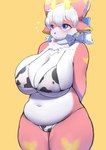 anthro big_breasts bikini breasts cleavage clothed clothing female fur multicolored_body multicolored_fur solo swimwear two-piece_swimsuit two_tone_body two_tone_fur cecily_lin bovid caprine mammal absurd_res hi_res