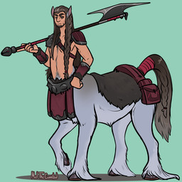 armor braided_hair brown_hair fur grey_body grey_fur hair holding_object holding_weapon hooves long_hair male raised_tail solo standing tail tan_body weapon meldritchhorror european_mythology greek_mythology mythology centaur equid equid_taur humanoid_taur mammal mammal_taur taur 1:1 2020