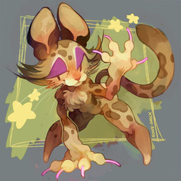 anthro chest_tuft claws countershading eyeshadow female fur hand_on_ground makeup markings pose purple_eyeshadow smile smug solo spots spotted_body spotted_fur standing star tuft whiskers sony-shock kirby_(series) kirby_and_the_forgotten_land nintendo clawroline felid leopard mammal pantherine 1:1 2022 digital_drawing_(artwork) digital_media_(artwork)