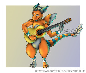 acoustic_guitar anthro guitar male male_anthro musical_instrument playing_guitar playing_music plucked_string_instrument solo string_instrument tail text nihonthedragon mythology xyele_(character) dragon mythological_creature mythological_scalie scalie digital_media_(artwork) url