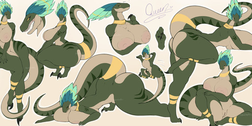 accessory anthro big_breasts big_butt breasts butt claws countershading crouching female furgonomics genitals green_body green_scales head_feathers huge_breasts huge_butt jewelry jewelry_only multicolored_body nipples non-mammal_breasts non-mammal_nipples nude ring scales sickle_claw simple_background solo tail tail_accessory tail_jewelry tail_ring tan_body tan_countershading thick_thighs toe_claws two_tone_body vulva wide_hips xenochelle ixchel_(velocicopter) dinosaur dromaeosaurid prehistoric_species reptile saurischian scalie theropod velociraptor absurd_res hi_res