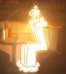 armless big_pupils booth clothing fur_trim_(clothing) furniture glowing ketchup_bottle male mustard_bottle not_furry photo_background pupils robe sitting solo table ashyrou glitch_productions lone_light the_amazing_digital_circus kinger_(tadc) animate_inanimate humanoid living_chess_piece 2024 digital_media_(artwork) draw_over english_description hi_res meme photography_(artwork)