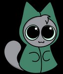 big_pupils cloak cloak_only clothing dilated_pupils green_cloak green_clothing green_sclera male pupils silly simple_background solo tail toony transparent_background gooblie_2 isaac_(gooblie_ii) domestic_cat felid feline felis mammal alpha_channel colored hi_res