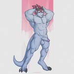 anthro balls erection genitals horn humanoid_genitalia humanoid_penis male muscular penis pose solo v-i-e mythology rangstrom dragon mythological_creature mythological_scalie scalie 1:1 hi_res pinup