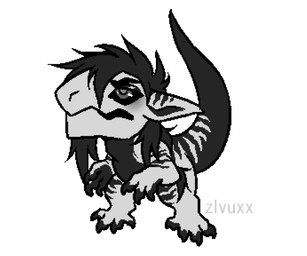 4_toes anthro black_sclera chibi feet grey_eyes hair long_tail solo tail tapering_tail toes zlvuxx unknown_species 2021