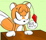 2009 2_tails ambiguous_gender angry antennae_(anatomy) anthro canid canine dialogue digital_media_(artwork) doll fox girgrunny mammal mouthless multi_tail sega solo sonic_the_hedgehog_(series) speech_bubble tail tails_doll text
