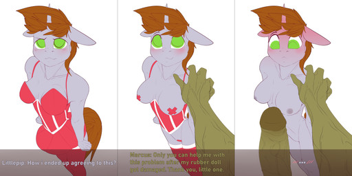 alternate_universe anthro big_penis breasts clothing corset dialogue disembodied_hand duo erection female first_person_view genitals green_body green_skin hair hand_on_shoulder horn humanoid_genitalia humanoid_penis larger_humanoid larger_male lingerie male male/female nipples off/on orange_hair pasties penis shoulder_grab size_difference smaller_anthro smaller_female text topwear undressing vein veiny_muscles chapaevv fallout fallout_equestria hasbro microsoft my_little_pony mythology fan_character littlepip marcus_(fallout) equid equine horse humanoid mammal monster monstrous_humanoid mythological_creature mythological_equine pony posthuman super_mutant_(fallout) unicorn 2:1 absurd_res comic digital_media_(artwork) english_text hi_res multiple_images