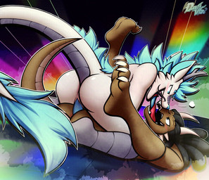 anal anal_penetration anthro anthro_on_anthro anthro_penetrated anthro_penetrating anthro_penetrating_anthro antlers black_hair blue_body blue_fur blue_hair brown_body brown_scales curved_horn dreadlocks duo erection fangs french_kissing from_front_position fur genitals hair half-closed_eyes horn kissing licking_tongue long_whiskers lying male male/male male_penetrated male_penetrating male_penetrating_male missionary_position narrowed_eyes nude on_back open_mouth open_smile penetration penile penile_penetration penis penis_in_ass scales sex smile tail tail_tuft tapering_penis teeth tuft whiskers white_body white_scales dustythebat mythology ceceil_fenrir_yggdir_(ceceilnd) winters_(dockilroy) dragon eastern_dragon kobold mythological_creature mythological_scalie scalie hi_res