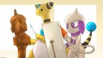 alternate_color anthro bust_statue duo female male paintbrush_tail painting scarf sculpture winick-lim nintendo pokemon miles_drexel ampharos generation_2_pokemon pokemon_(species) smeargle 16:9 absurd_res hi_res widescreen